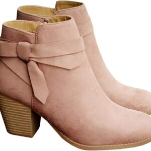 Women's Tie Knot Chelsea Pump Ankle Boots Closed Toe