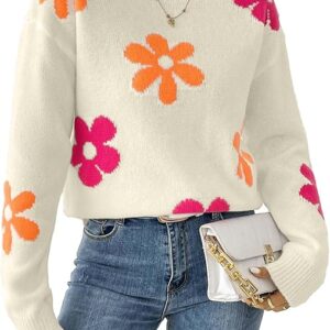 Womens Oversized Cute Flower Sweater Fall 2025 Trendy